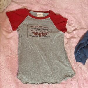 Levi Strauss & Co. Red and Gray Kids Short Sleeve Tee